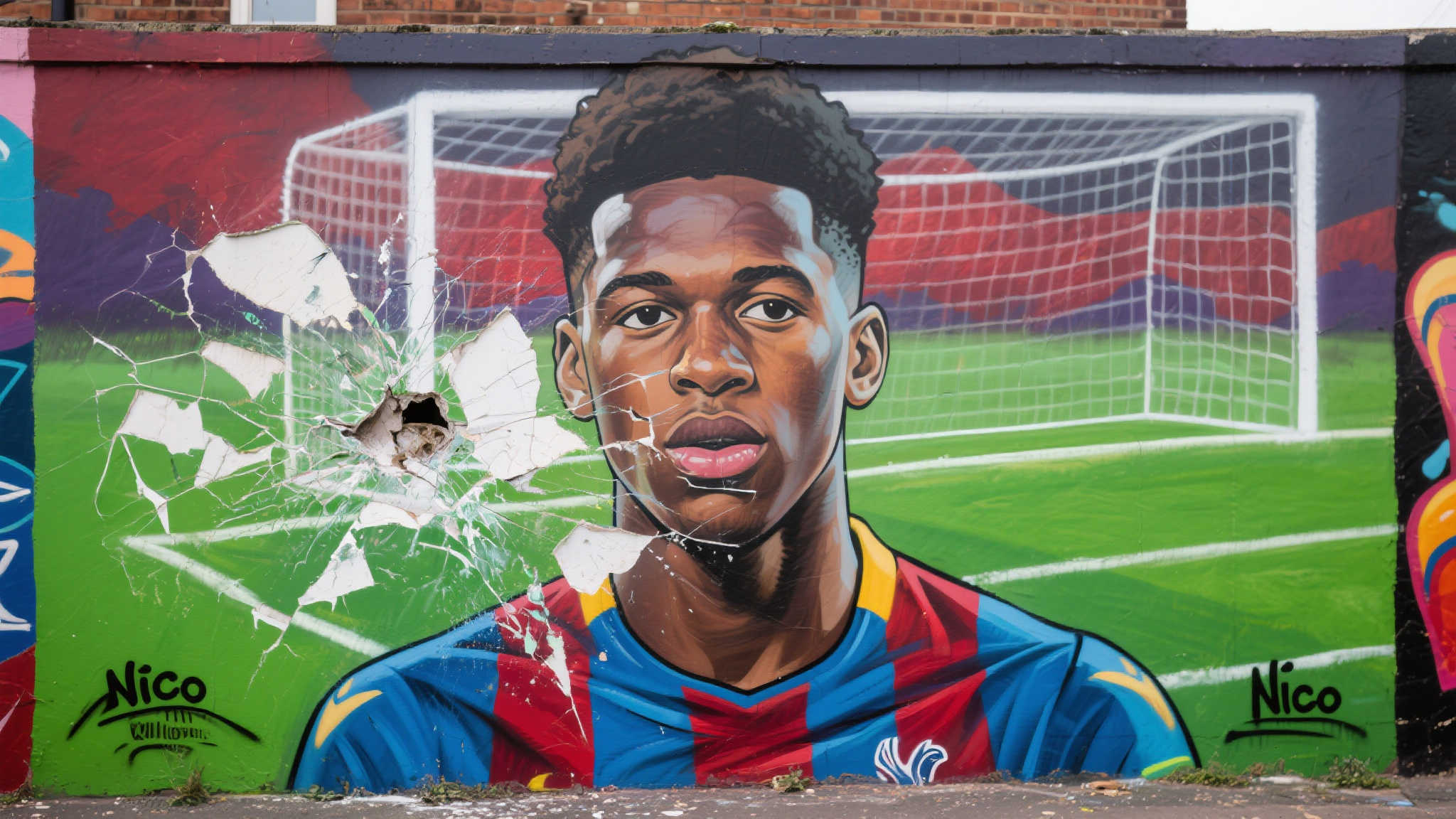尼科-威廉斯壁画遭到破坏，面容被新涂料覆盖